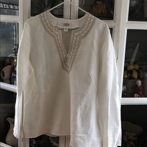 Talbots Linen Gold Embellished Detailing Tunic